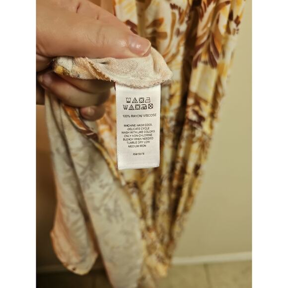 Joie Dress Womens XL Brown Bloom Boho Halter Maxi Pleat Slit Neutral Sundress - Picture 7 of 7